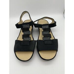 NEW Ara High Soft Sandals Womens 8.5 Black Comfort Platform Hook & Loop Closure